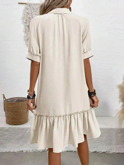 Layla – Button-Down Ruffle Hem Dress