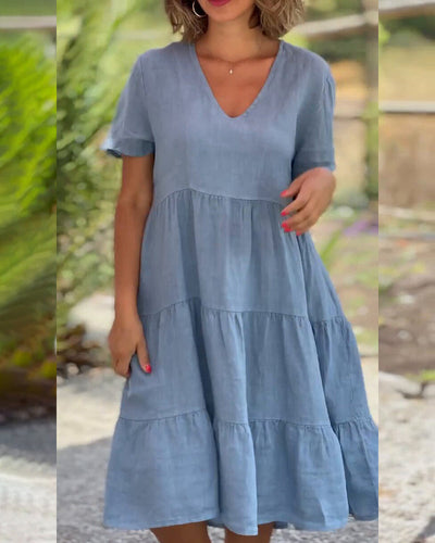 Nathalie™ | Solid V-neck Dress