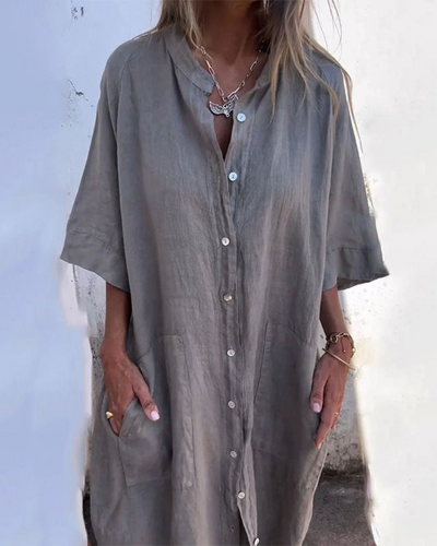 Melanie™ | Ibiza Style Casual Ankle-Length Shirt Dress