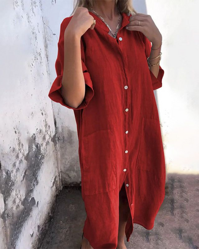 Melanie™ | Ibiza Style Casual Ankle-Length Shirt Dress