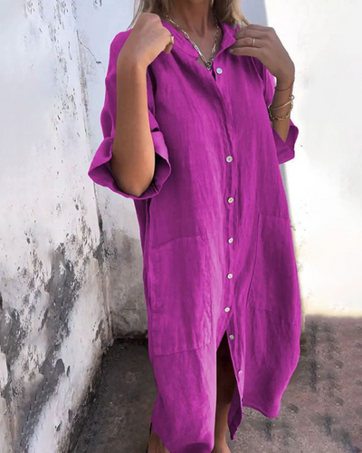 Melanie™ | Ibiza Style Casual Ankle-Length Shirt Dress