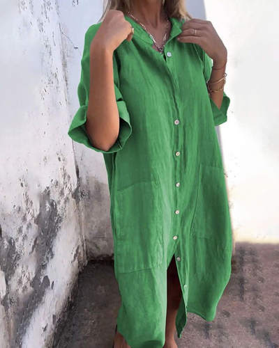 Melanie™ | Ibiza Style Casual Ankle-Length Shirt Dress