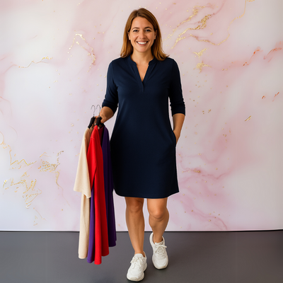 Hanneke™ | Solid V-neck Dress
