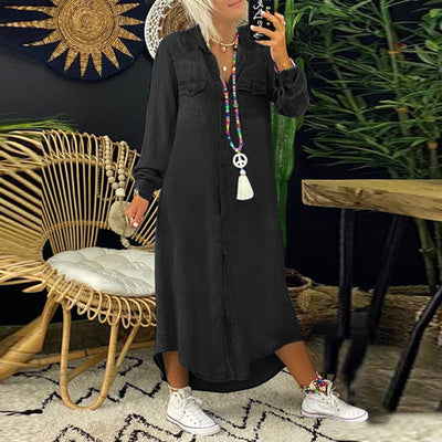 Yara – Long-Sleeve Denim Maxi Dress