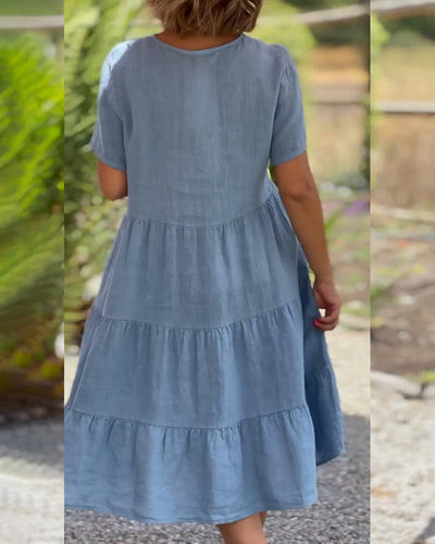 Nathalie™ | Solid V-neck Dress