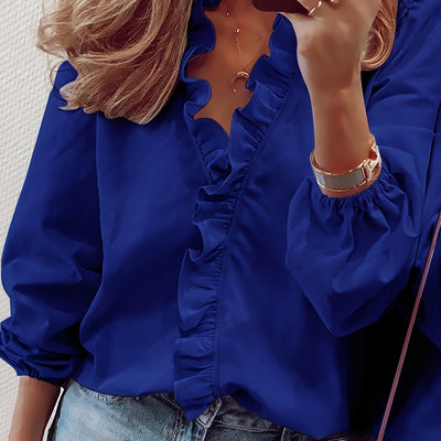 AYA | BLOUSE WITH RUFFLES AND V-NECKLINE