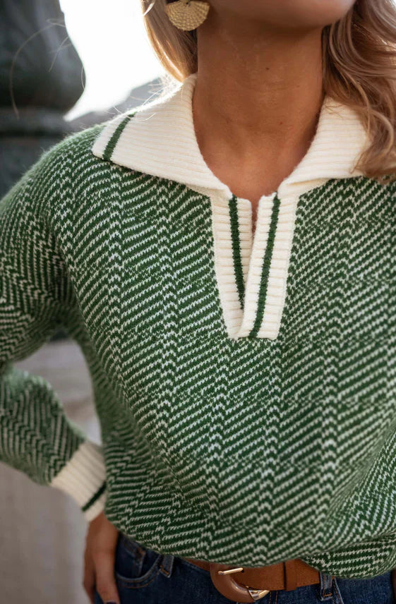 SOPHIE - THE GREEN V-NECK SWEATER