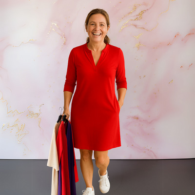Hanneke™ | Solid V-neck Dress