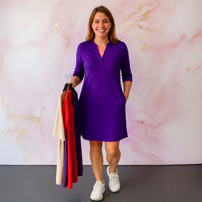 Hanneke™ | Solid V-neck Dress