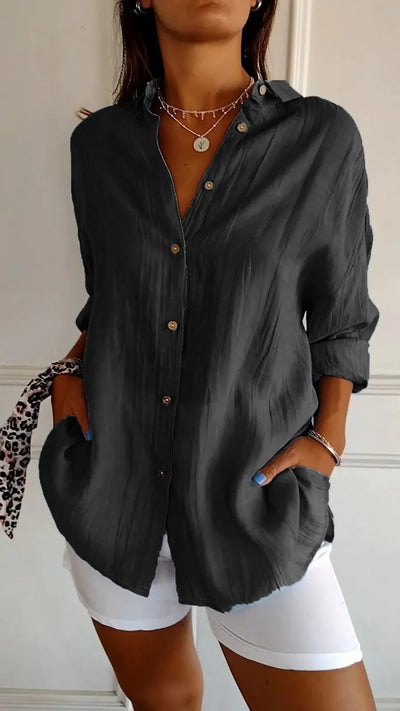 MAISIE | PLEATED SHIRT WITH ROLL-UP SLEEVES