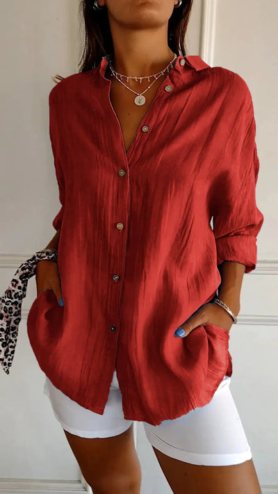 MAISIE | PLEATED SHIRT WITH ROLL-UP SLEEVES