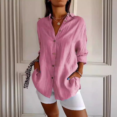 MAISIE | PLEATED SHIRT WITH ROLL-UP SLEEVES