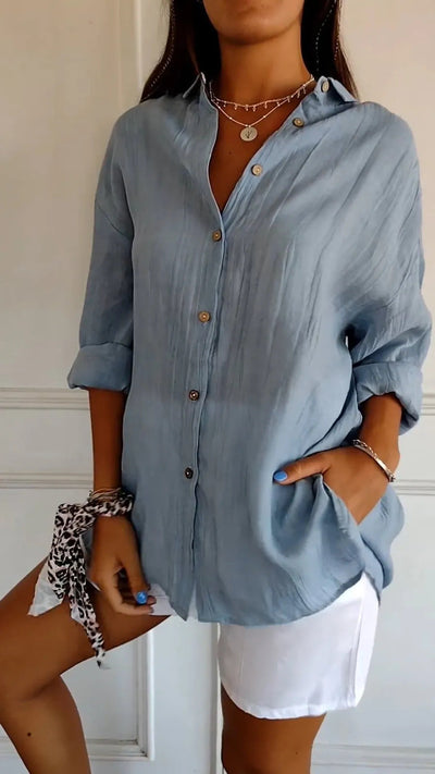MAISIE | PLEATED SHIRT WITH ROLL-UP SLEEVES