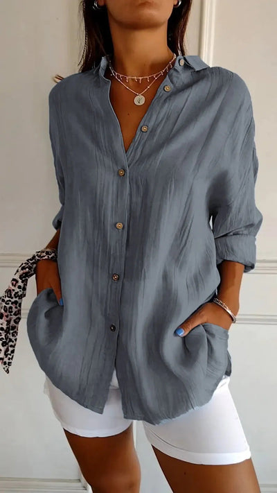 MAISIE | PLEATED SHIRT WITH ROLL-UP SLEEVES