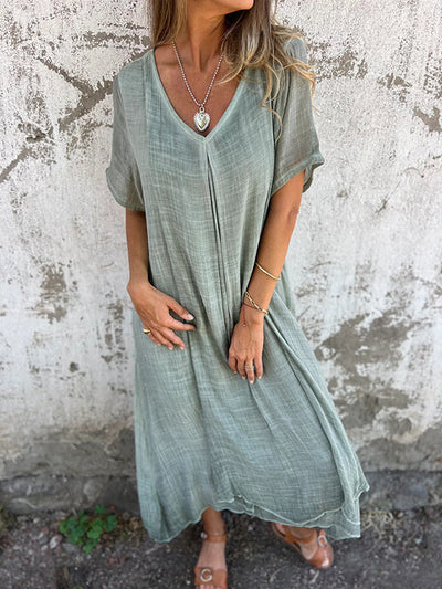 Ria™ | Comfortable V-Neck Dress