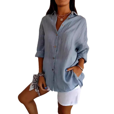 MAISIE | PLEATED SHIRT WITH ROLL-UP SLEEVES