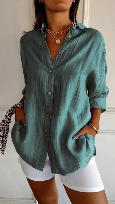 MAISIE | PLEATED SHIRT WITH ROLL-UP SLEEVES