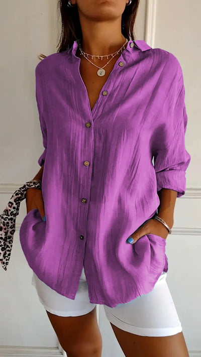 MAISIE | PLEATED SHIRT WITH ROLL-UP SLEEVES