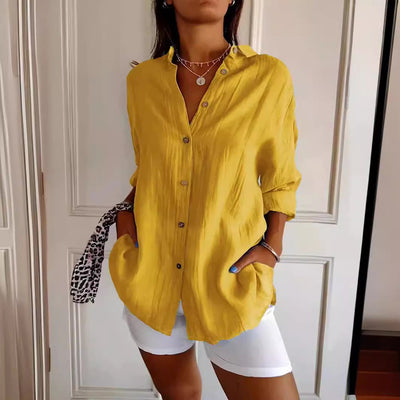 MAISIE | PLEATED SHIRT WITH ROLL-UP SLEEVES