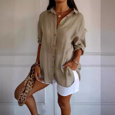 MAISIE | PLEATED SHIRT WITH ROLL-UP SLEEVES