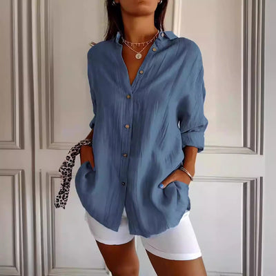 MAISIE | PLEATED SHIRT WITH ROLL-UP SLEEVES