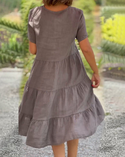 Nathalie™ | Solid V-neck Dress