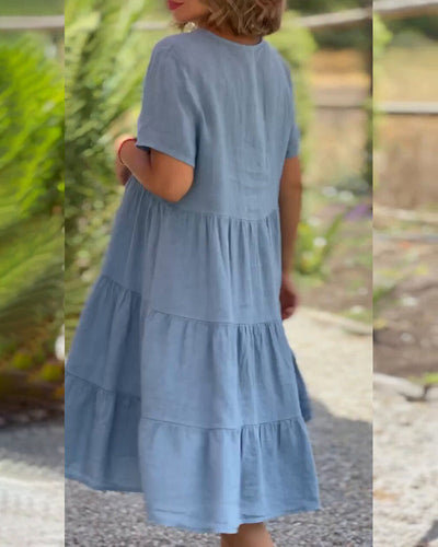 Nathalie™ | Solid V-neck Dress