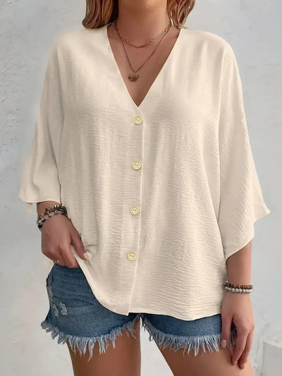 Signe – Blouse with Buttons and ¾ Sleeves