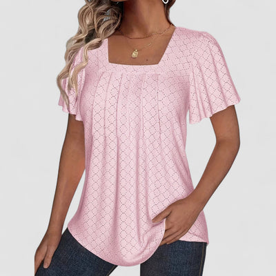 Mirelle – Blouse with Square Neckline and Texture