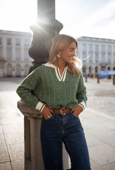 SOPHIE - THE GREEN V-NECK SWEATER