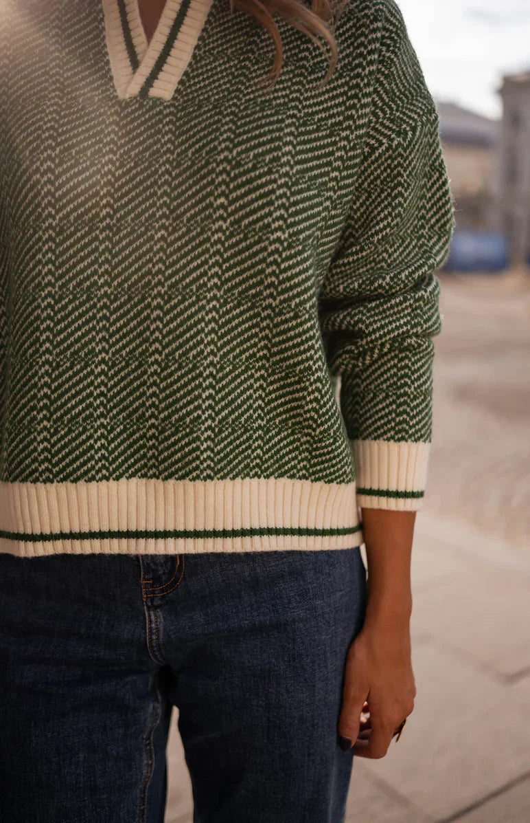SOPHIE - THE GREEN V-NECK SWEATER