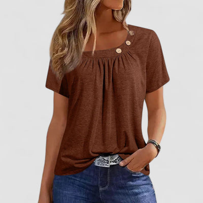 Elin – Short-sleeved top in a soft linen blend