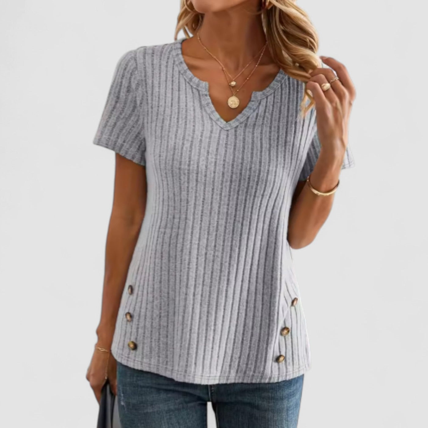 Elsa – V-Neck Top with Subtle Details