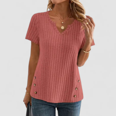 Elsa – V-Neck Top with Subtle Details