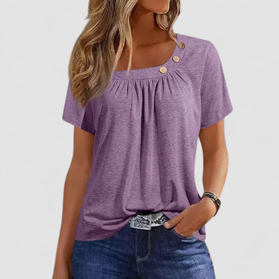 Elin – Short-sleeved top in a soft linen blend