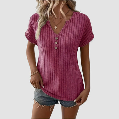 Svala – Ribbed Top with Buttons