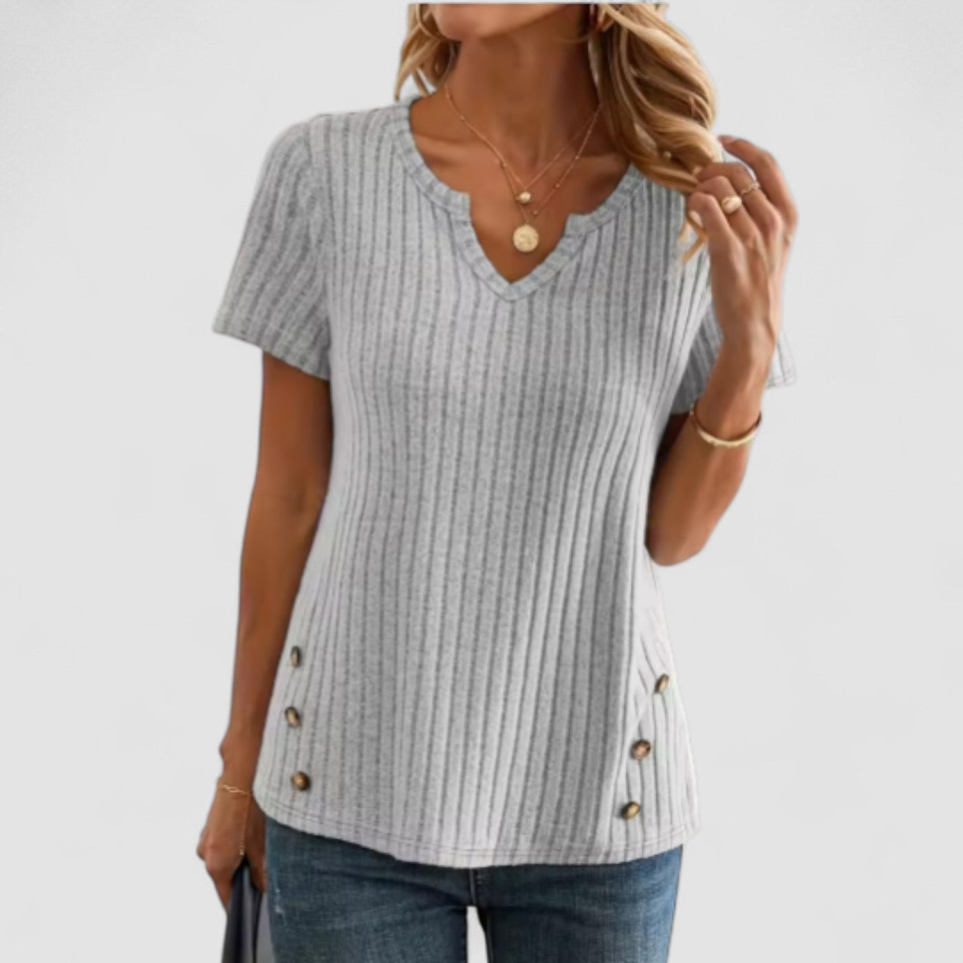 Elsa – V-Neck Top with Subtle Details