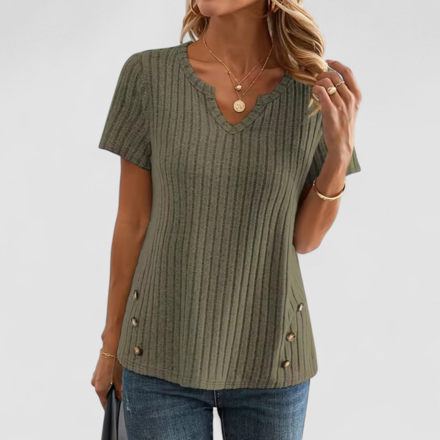 Elsa – V-Neck Top with Subtle Details