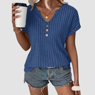 Svala – Ribbed Top with Buttons