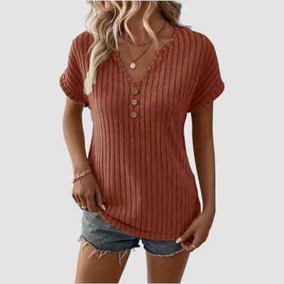 Svala – Ribbed Top with Buttons