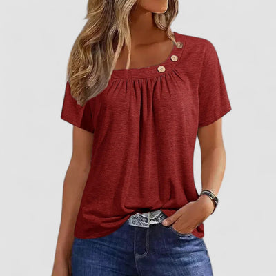Elin – Short-sleeved top in a soft linen blend
