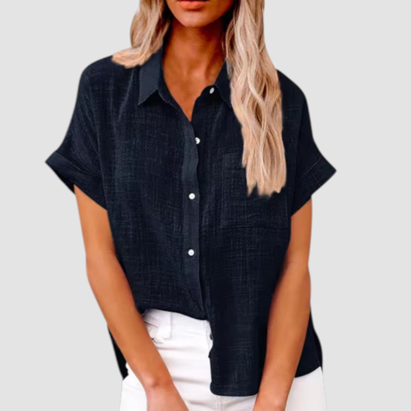 Lova – Short-Sleeved Shirt in Soft Viscose Blend