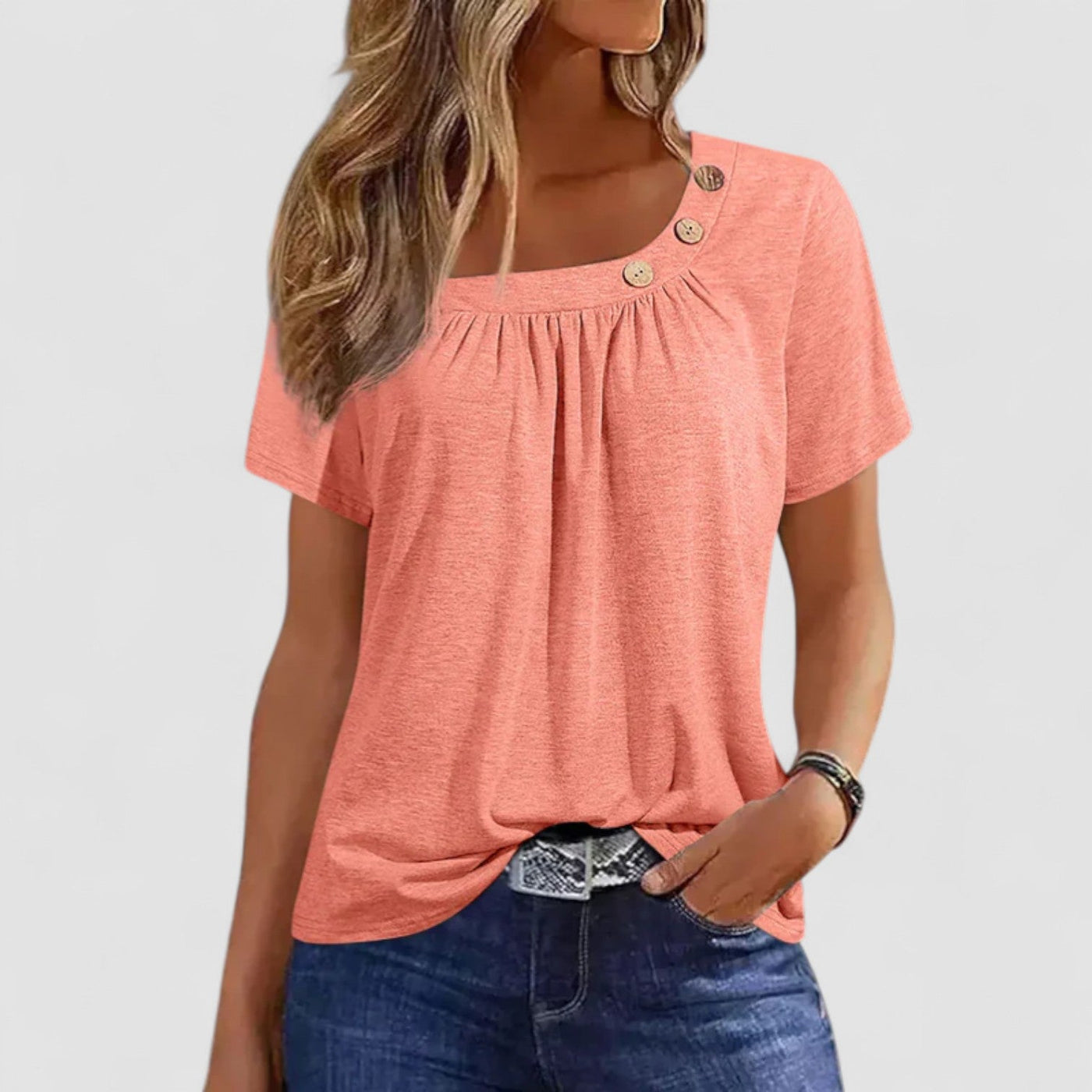 Elin – Short-sleeved top in a soft linen blend
