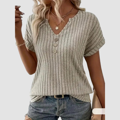Svala – Ribbed Top with Buttons