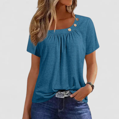 Elin – Short-sleeved top in a soft linen blend